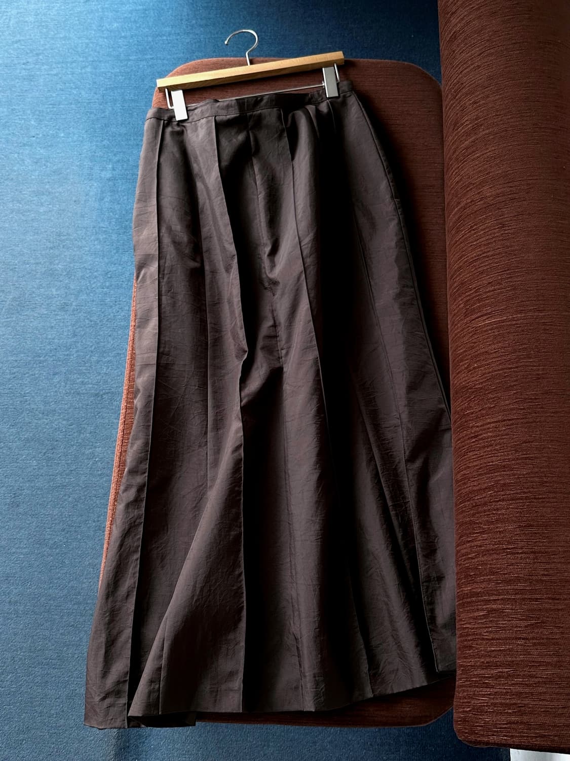 Washed nylon fabric design panel skirt 상품이미지1