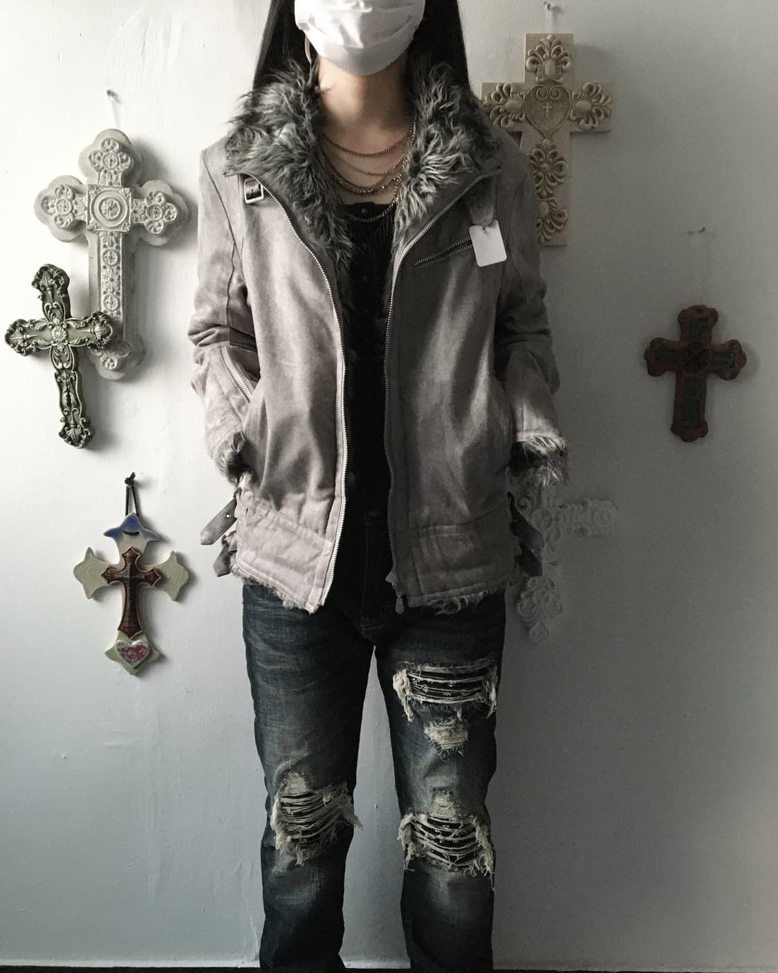 Fake fur trimming belted mustang 상품이미지9