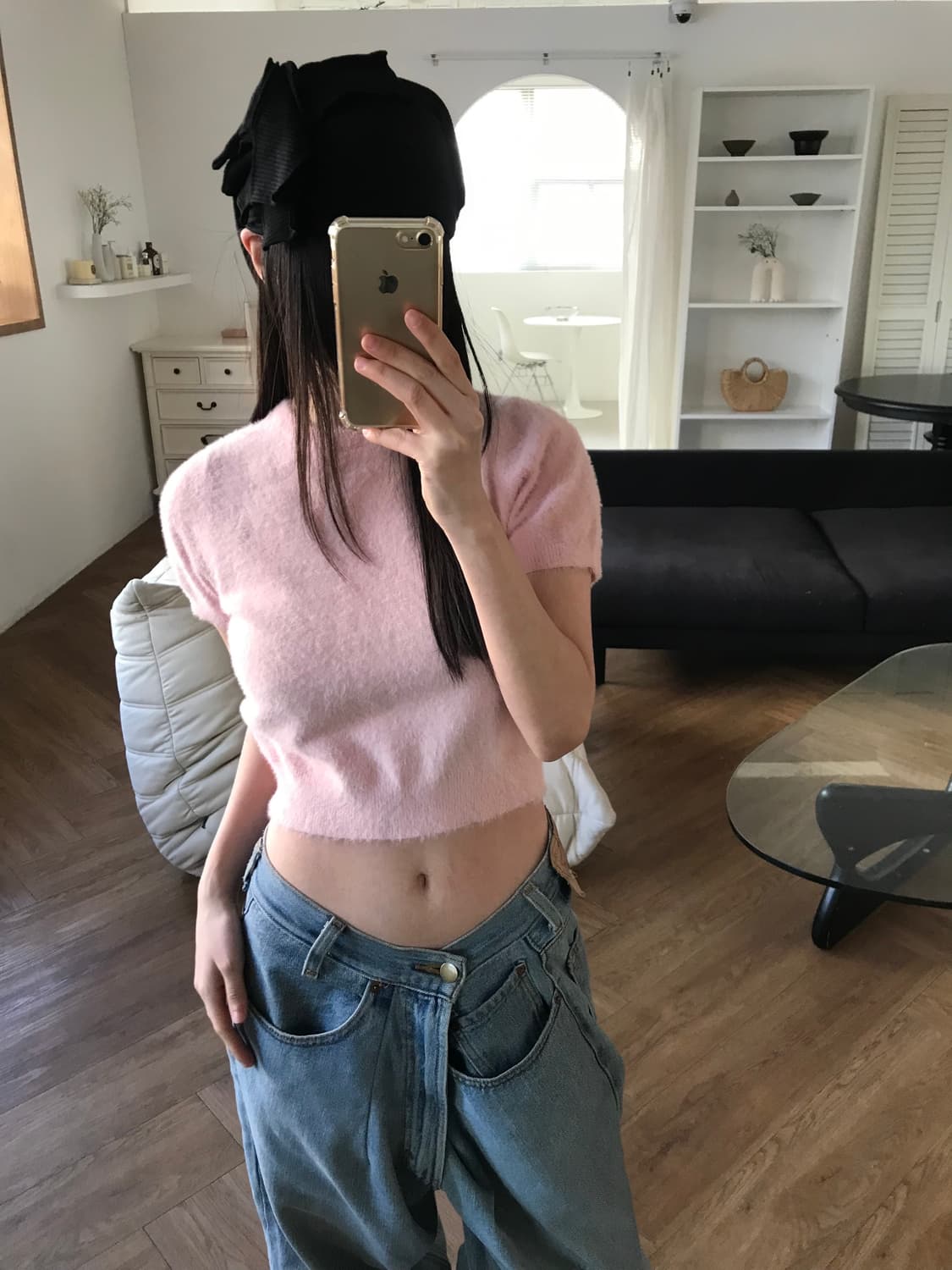 vintage pink half knit 상품이미지1