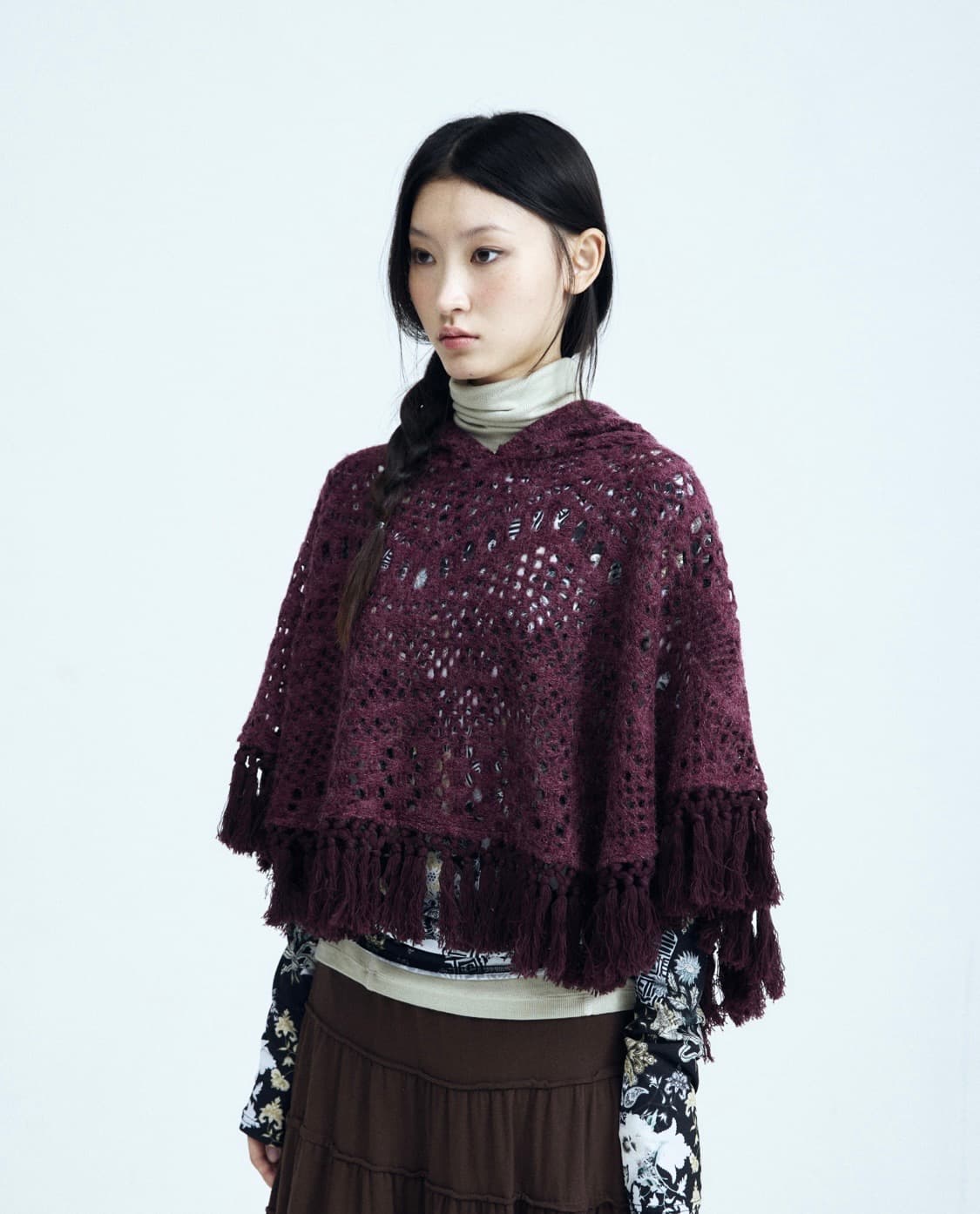 Colocynth TESCA HOOD SHAWL WINE 상품이미지3
