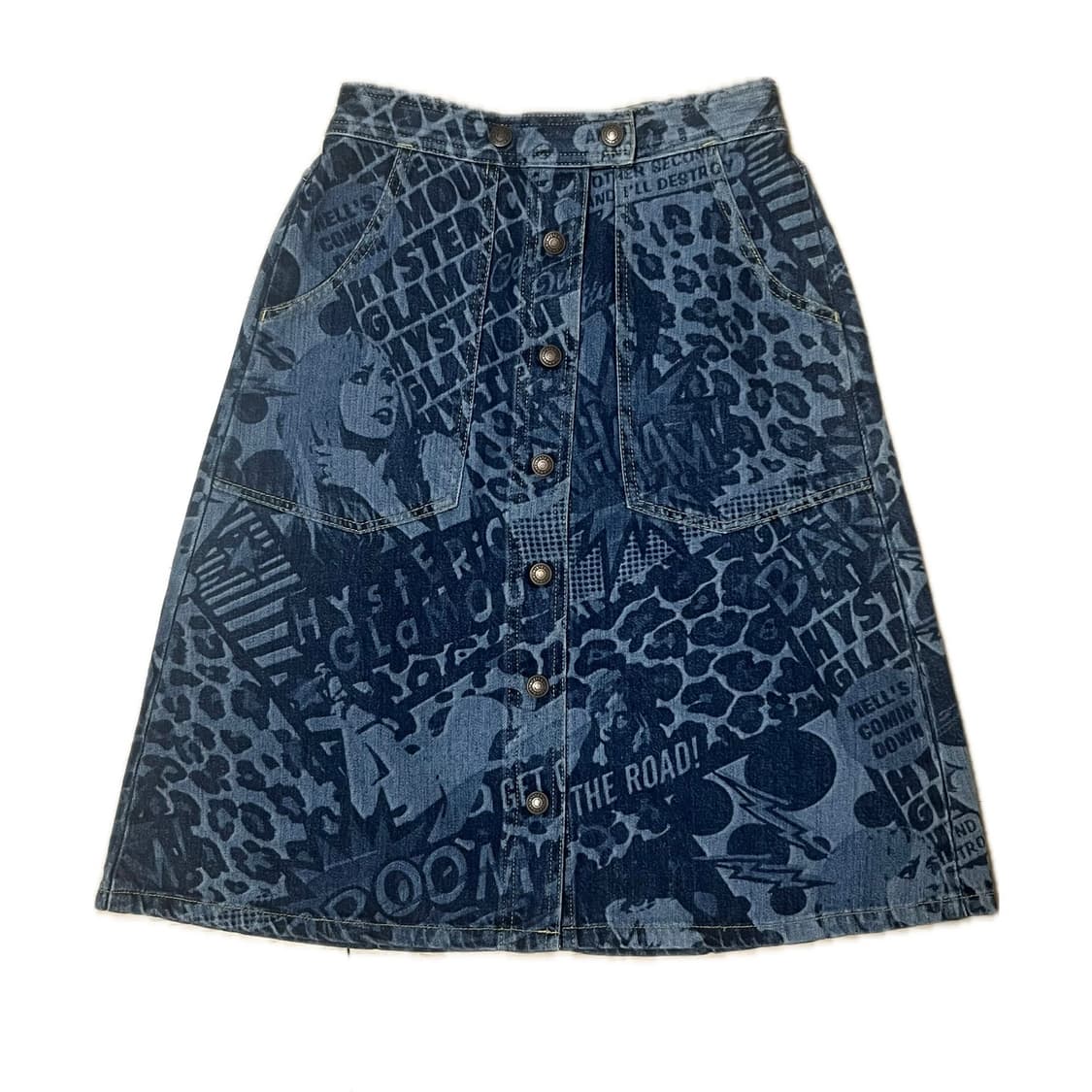 HYSTERIC GLAMOUR 데님 레오파드 히스걸 미디 스커트 상품이미지1
