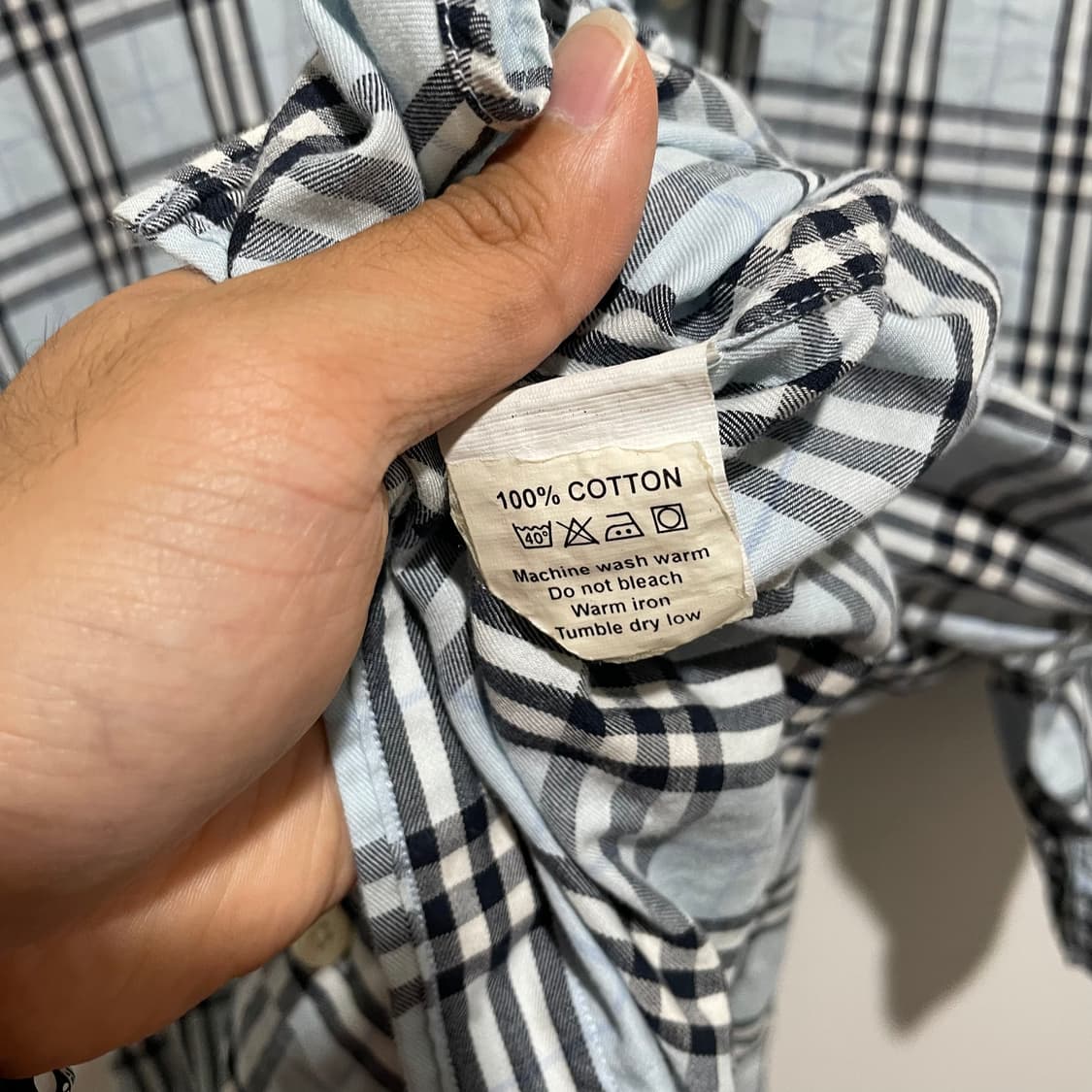 버버리 체크 반팔 셔츠 스카이블루 상품이미지7