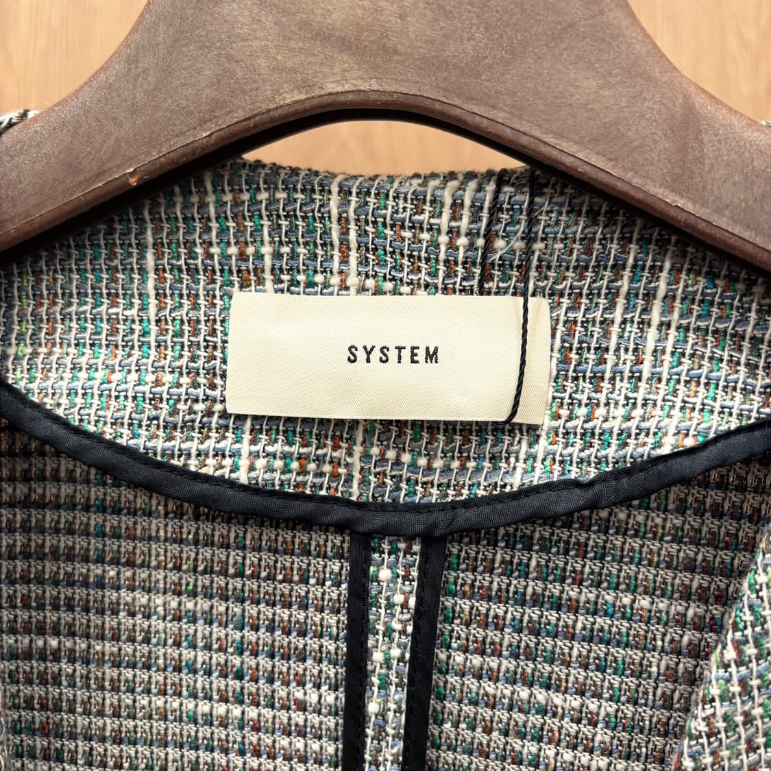 시스템 긴팔 트위드 자켓 미니멀 후크 여밈 오픈 프런트 디테일 그레이 상품이미지6