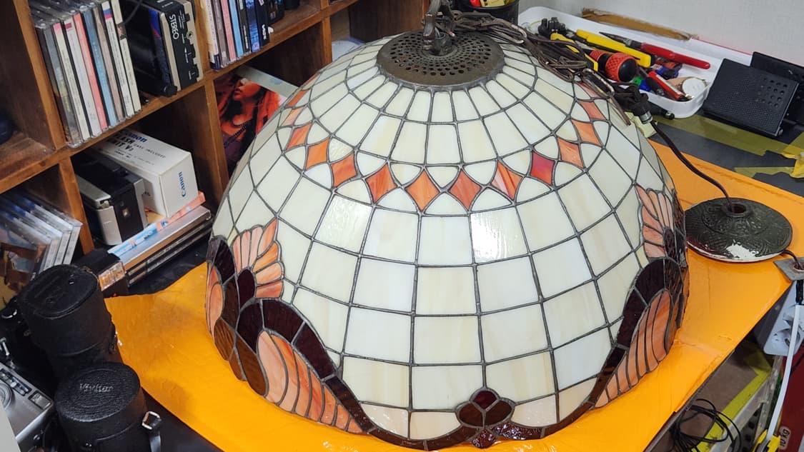 엔틱 스테인드글라스 펜던트 조명(대형, 오팔레센트, 황동주물, 노네임) 상품이미지2