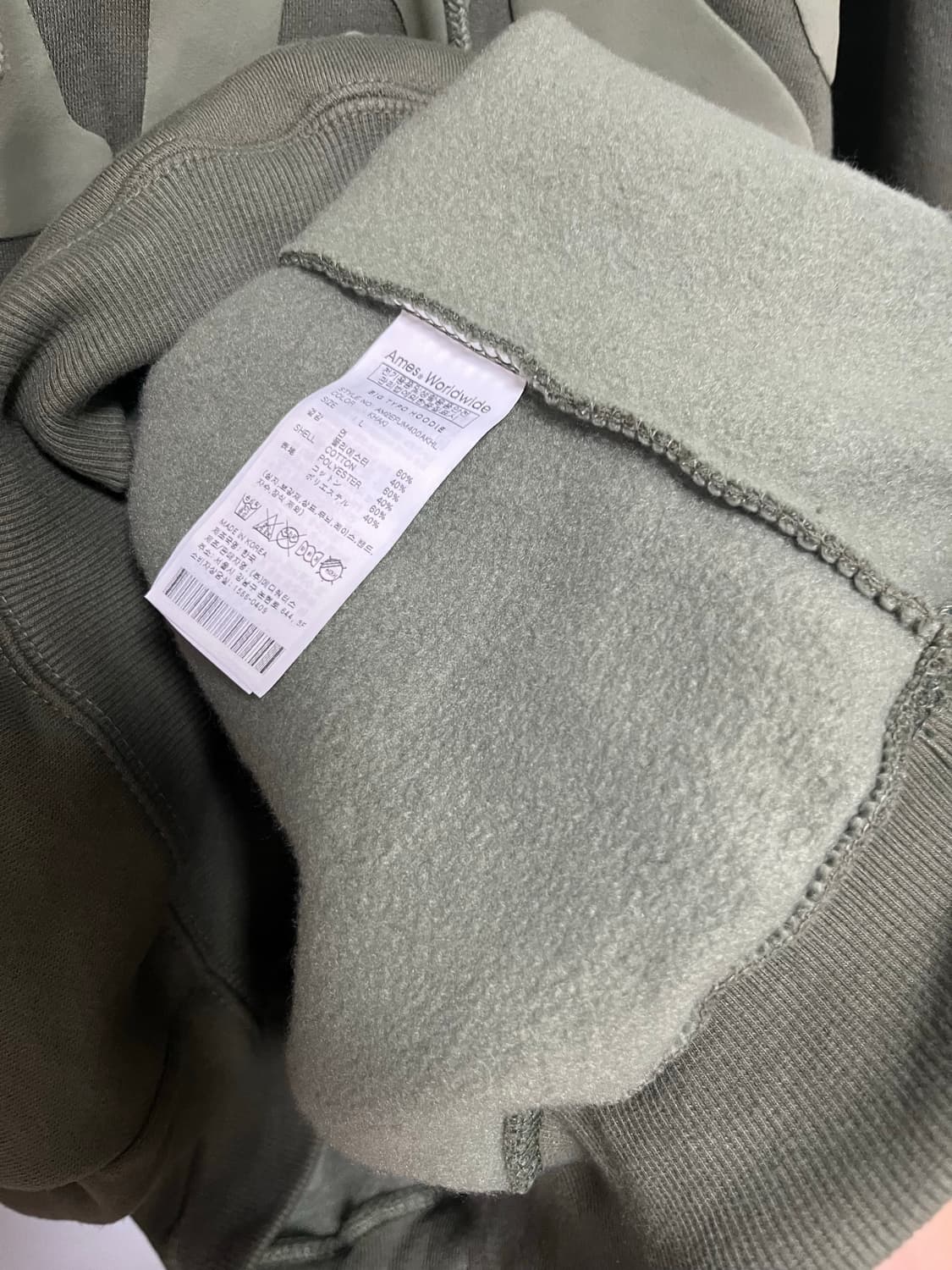 아메스(ames) 월드와이드 올리브색 후드티 상품이미지4