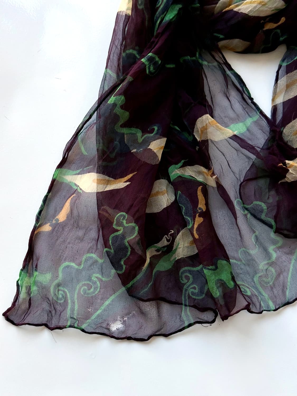 'Silk 100%' sheer fabric design stole 상품이미지5