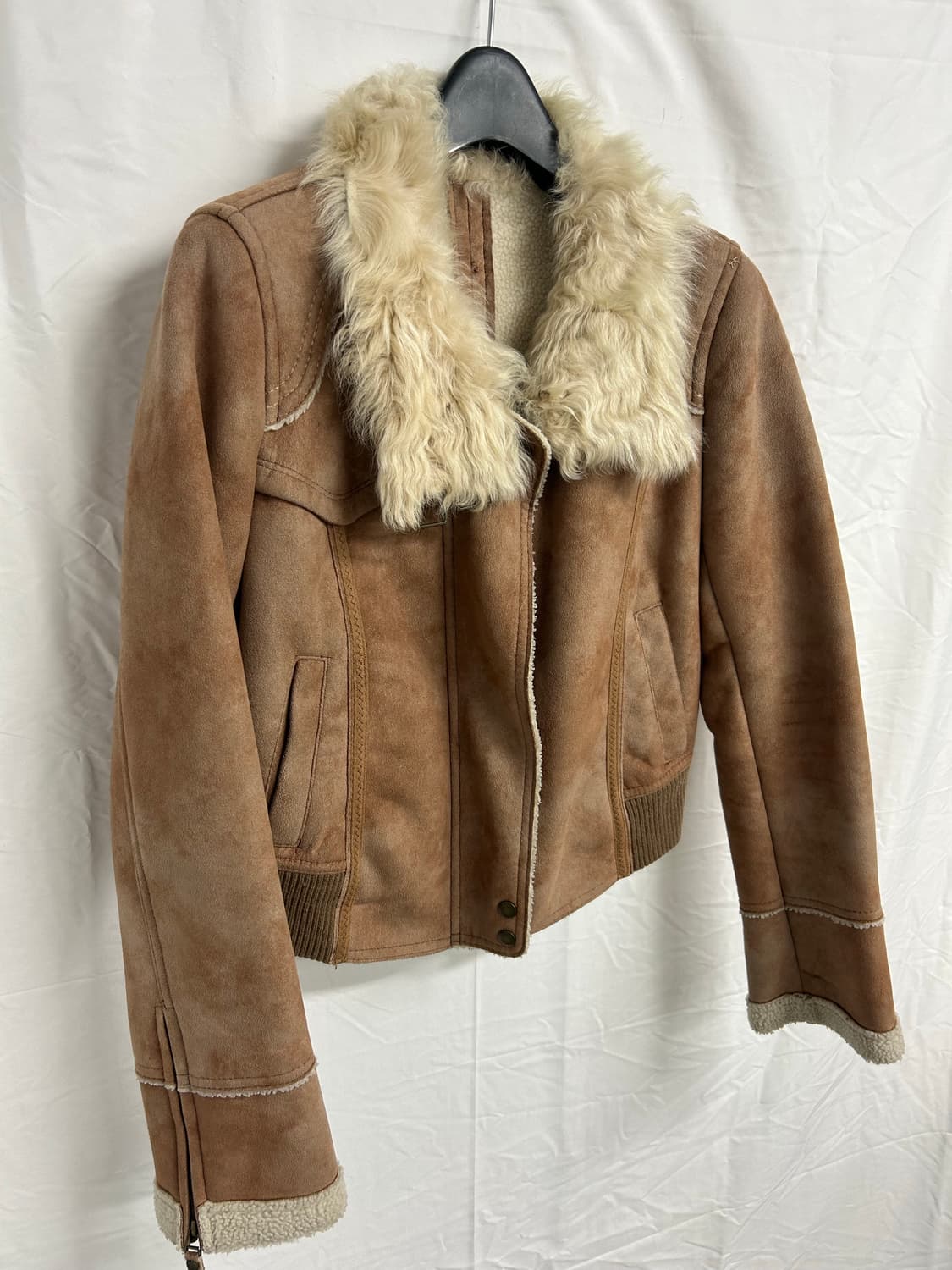 Leather Short Zip Up Fur Jacket 상품이미지3