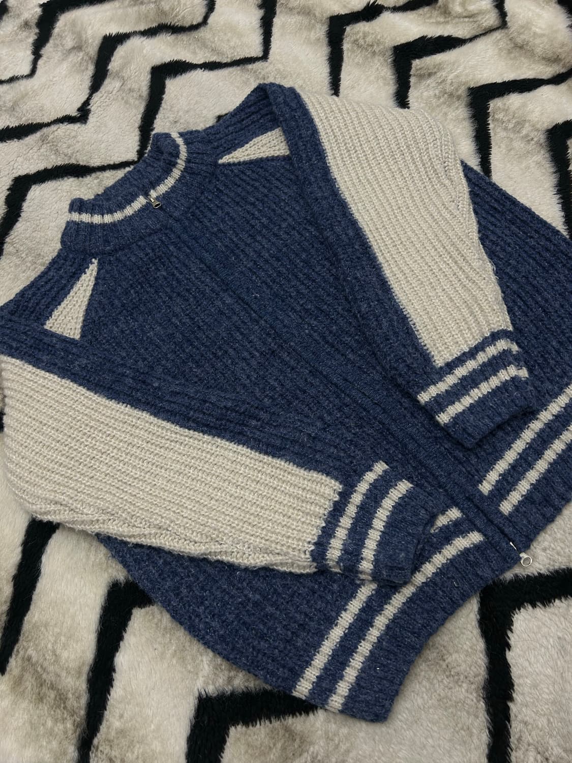 [실측XL]어반드레스 2Way 바시티 니트 자켓 상품이미지1