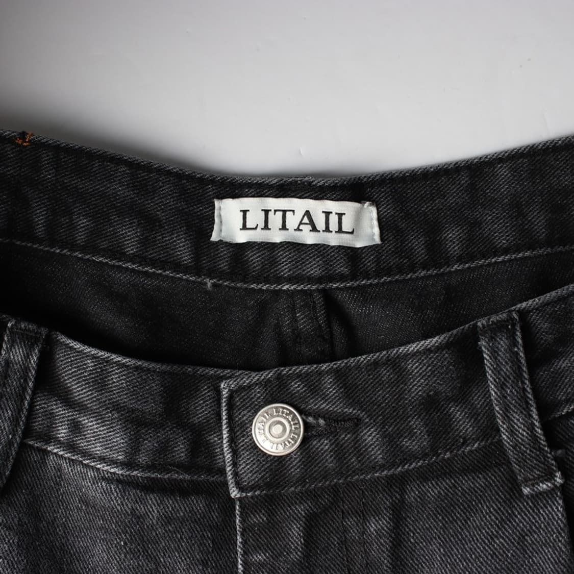 리테일 흑청 워싱 더블니 버뮤다 팬츠 L 상품이미지5