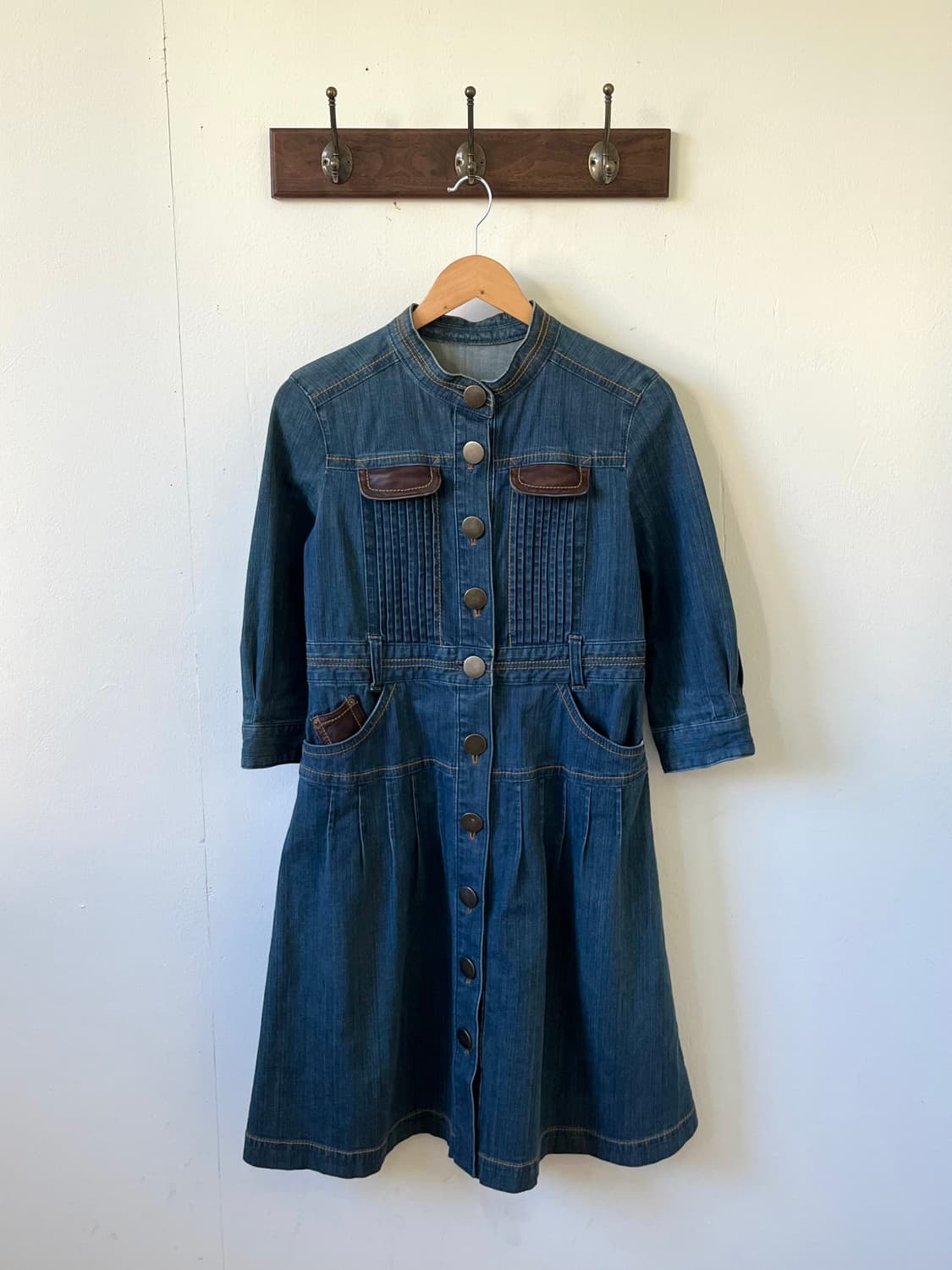 Coomb 도트 버튼 데님 원피스 상품이미지1