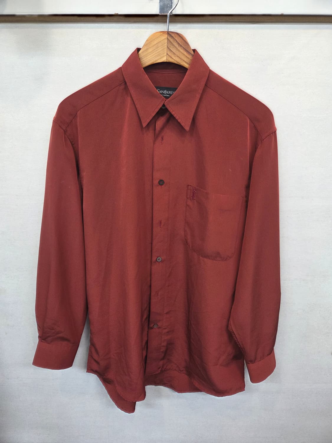 입생로랑 올드스쿨 빈티지 셔츠긴팔 버건디 m 상품이미지1