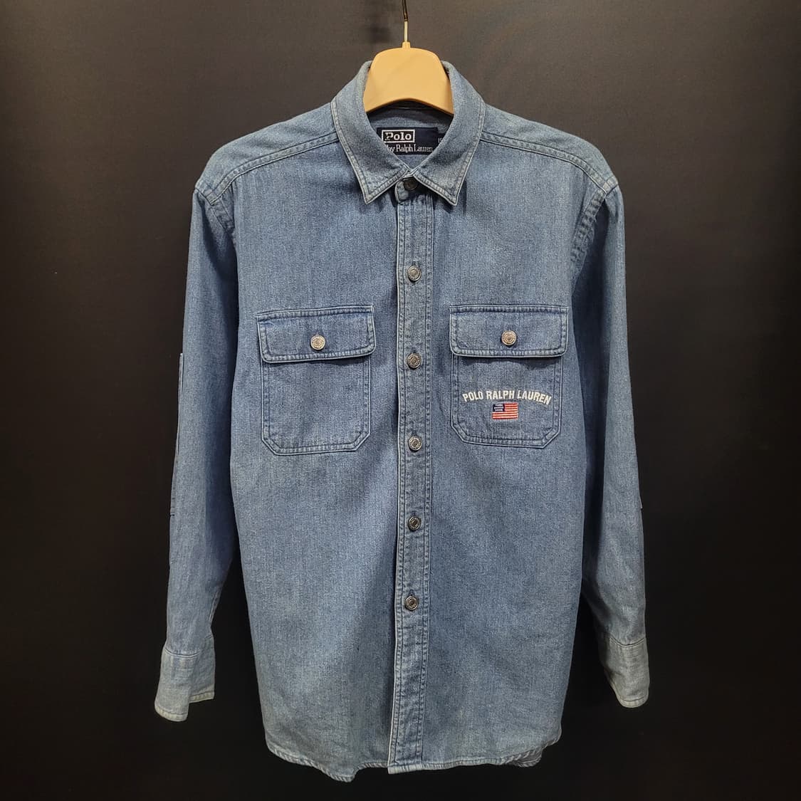 Ralph Lauren 랄프로렌 빈티지 투포켓 성조기 자수로고 데님셔츠 상품이미지6