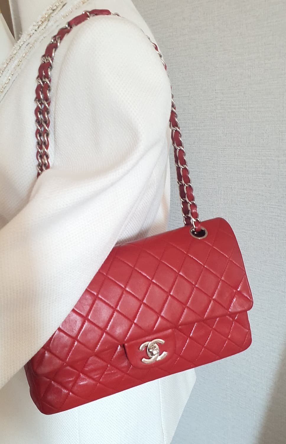 샤넬 빈티지 클래식 미듐 레드 상품이미지10