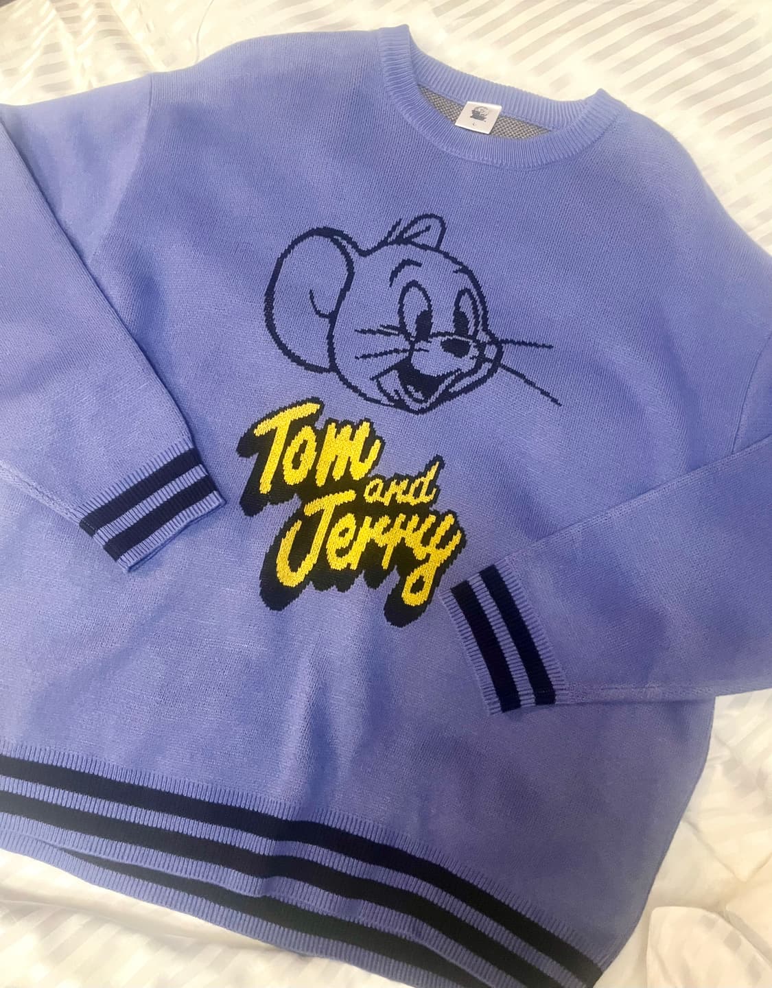(착샷O)톰과 제리 퍼플 니트 스웨터 L 루즈핏 아방핏 빈티지 상품이미지1