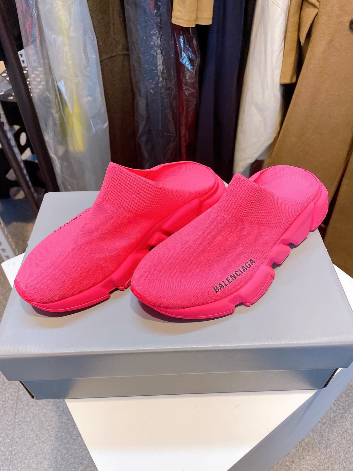 (정품/새상품) 발렌시아가 여성 핑크 스피드 뮬 상품이미지1