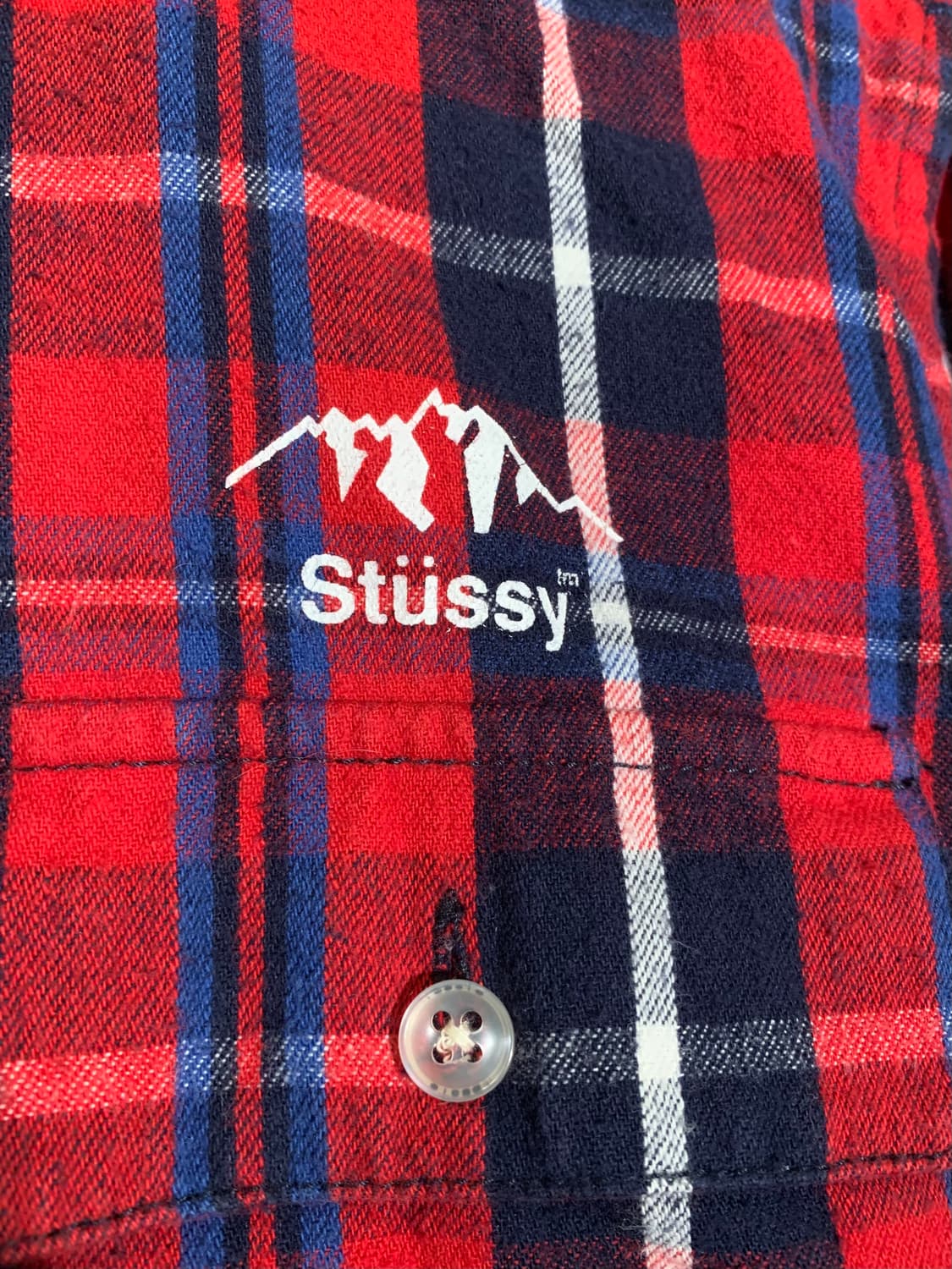 00’s stussy 코듀로이 카라 엘보우패치 체크 패턴 마운틴 셔츠 상품이미지7