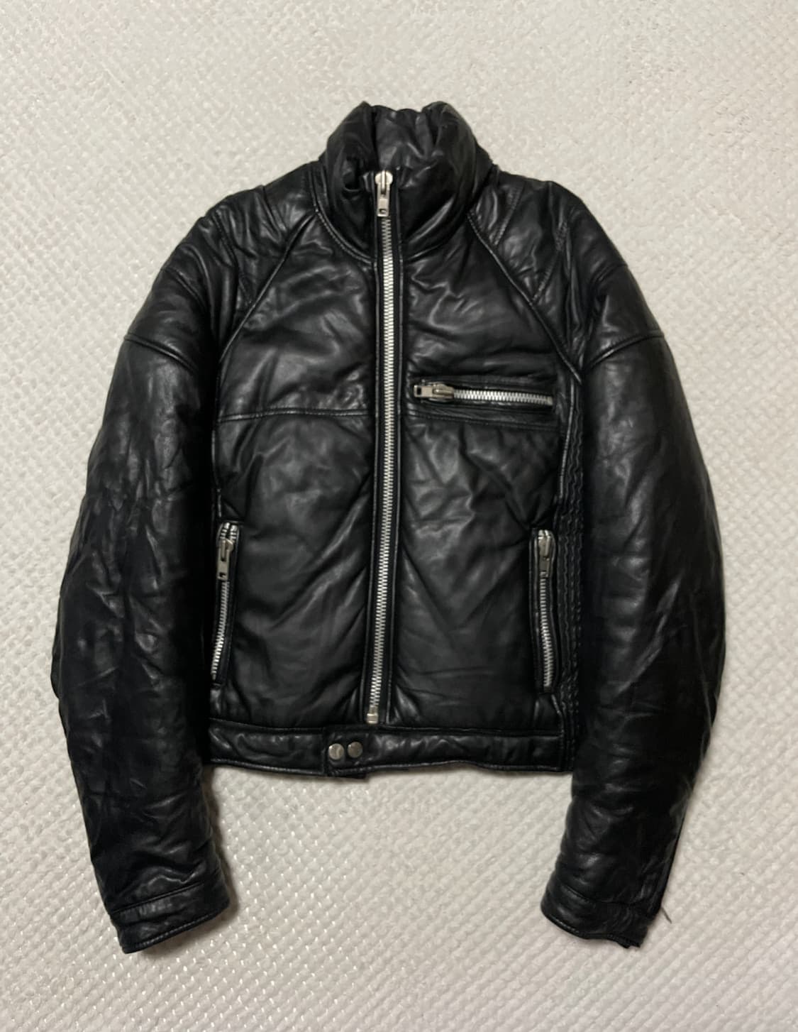 [52] NUDE 누드 웨스턴 무드 램스킨 양가죽 바이커 패딩 자켓 상품이미지1