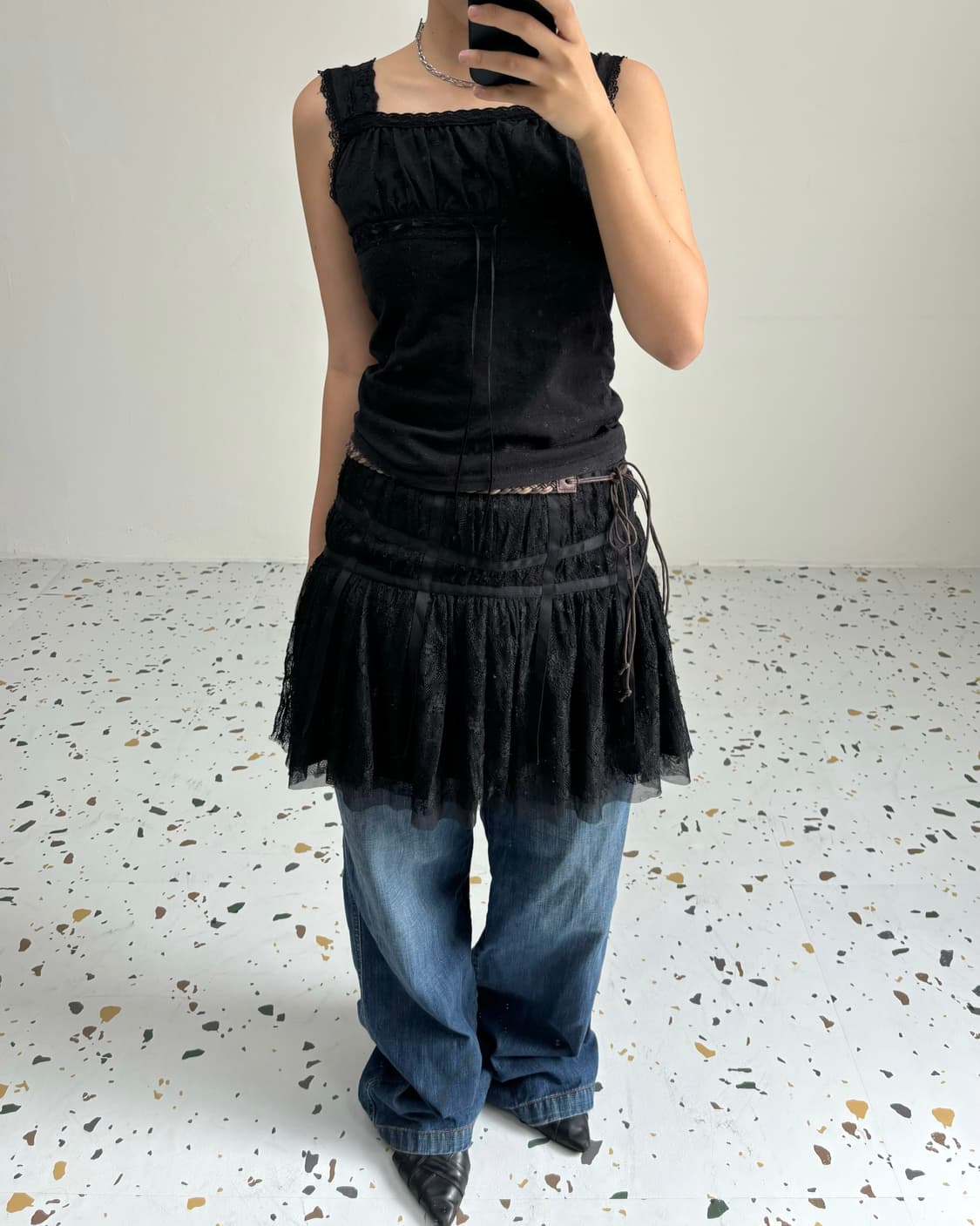 빈티지 레이스 미니 스커트 상품이미지4