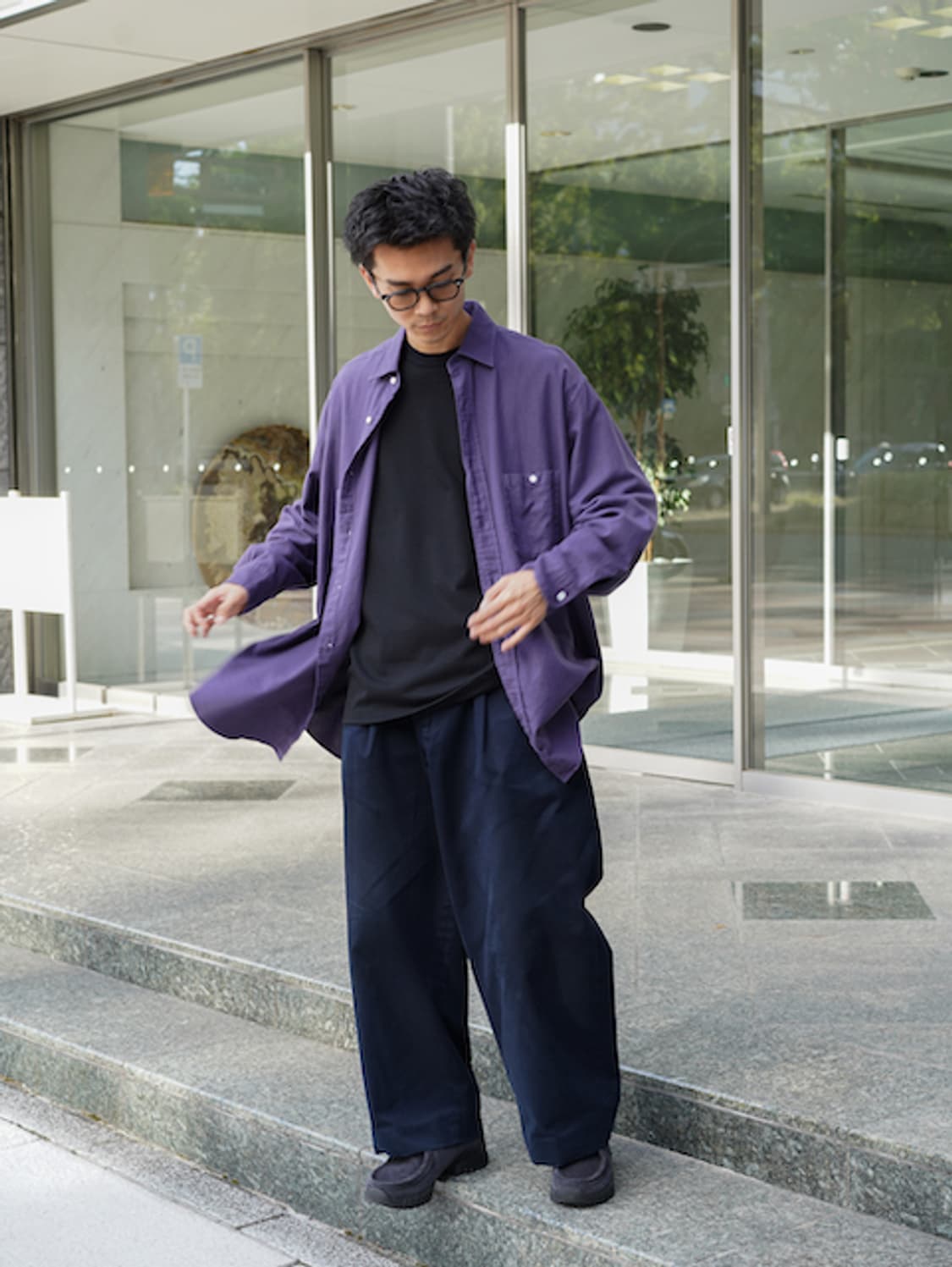 헤릴 23AW캐시미어 코튼 워크셔츠 퍼플 2사이즈 상품이미지10