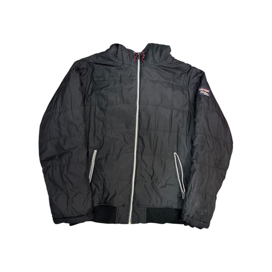 컨버스 블랙 일본판 안감 기모 오버핏 패딩 점퍼 올드스쿨 자켓 L 상품이미지5