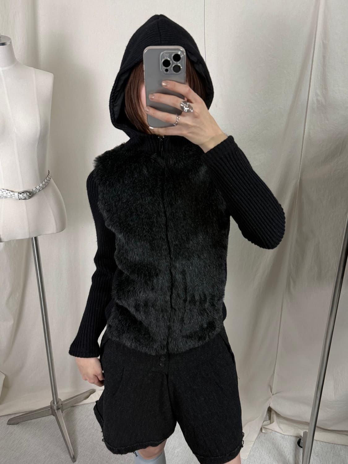 퍼 도킹 니트 후드집업 상품이미지2