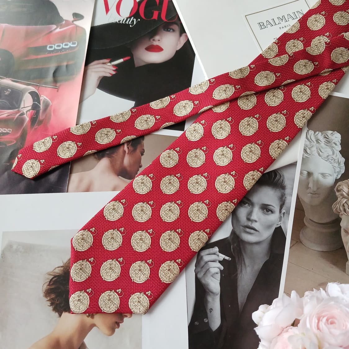 피에르 발망 실크 메달리온 패턴 넥타이 9.7cm A+등급 A18913
 상품이미지3