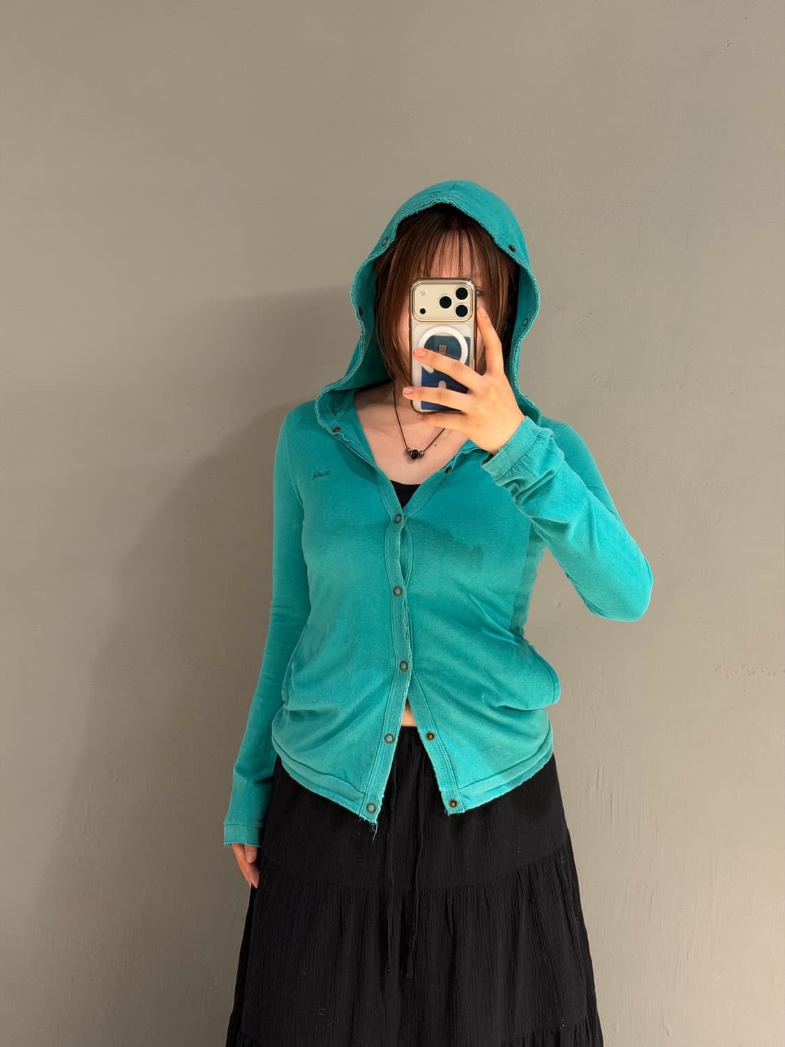 X-girl full snap design mint hoodie 상품이미지3