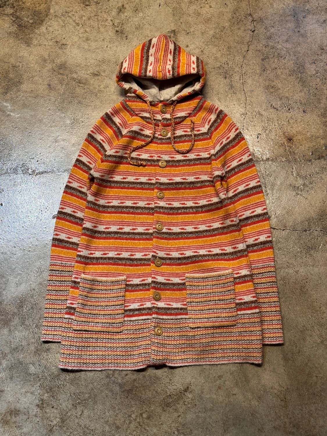 44-55 )CUBE SUGAR Multi-Stripe Knit Coat 상품이미지1