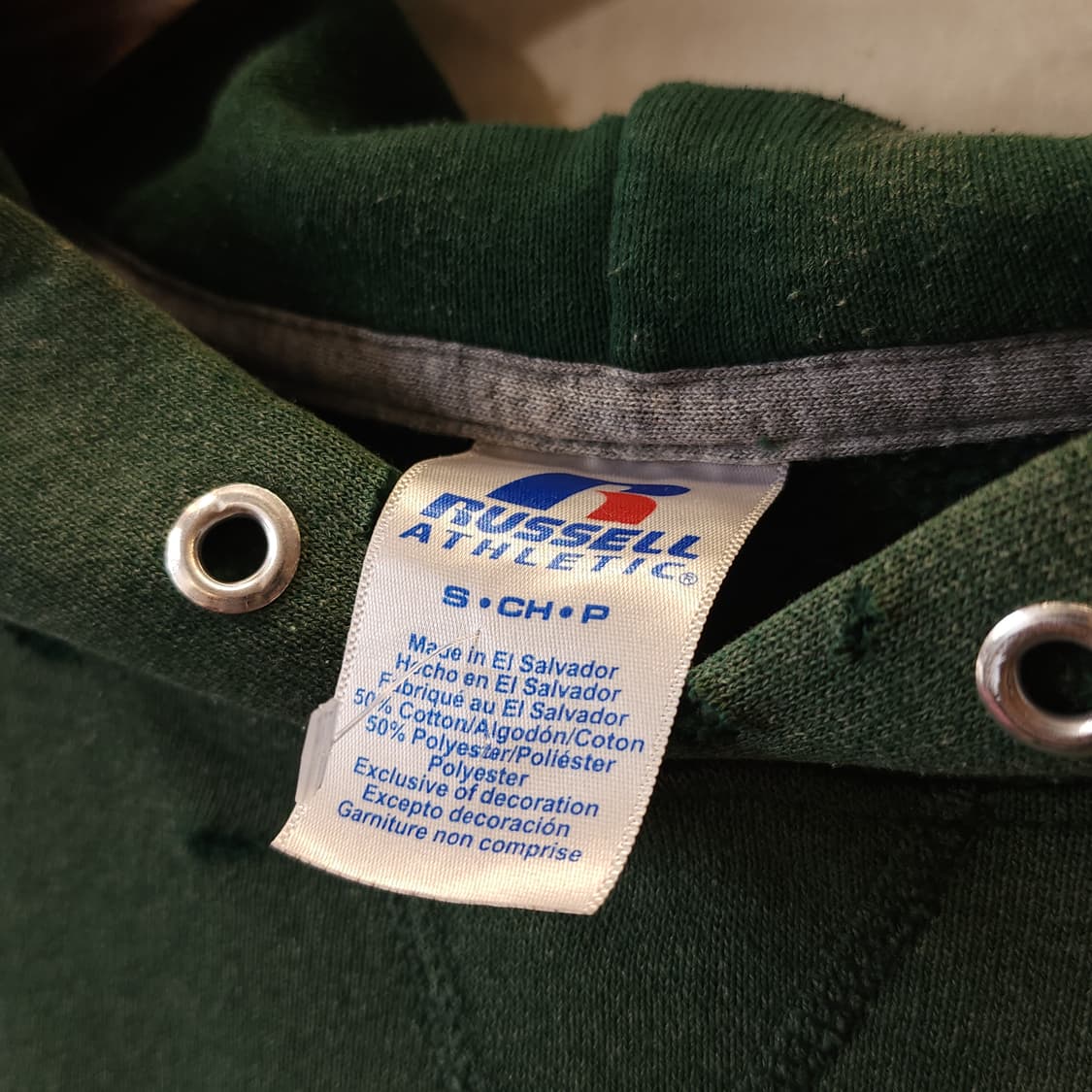 90s 러셀 후드 썬페이딩 그린 빈티지 스웻셔츠 s 상품이미지5