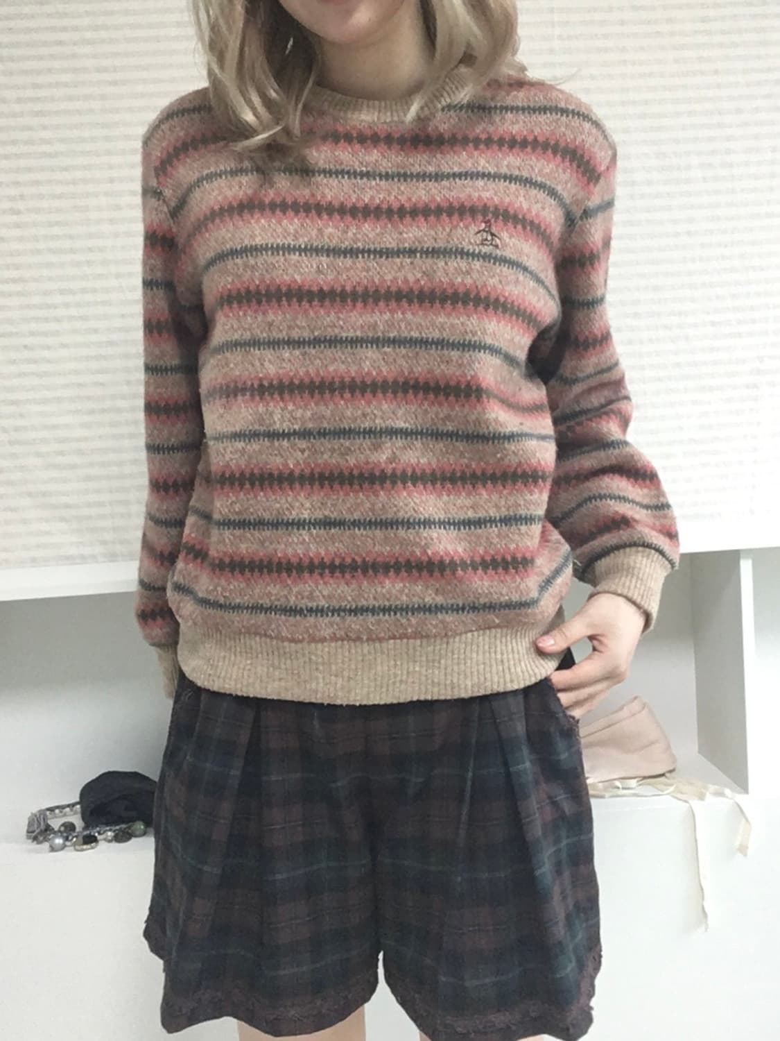 grand slam pink beige nordic wool knit 상품이미지2