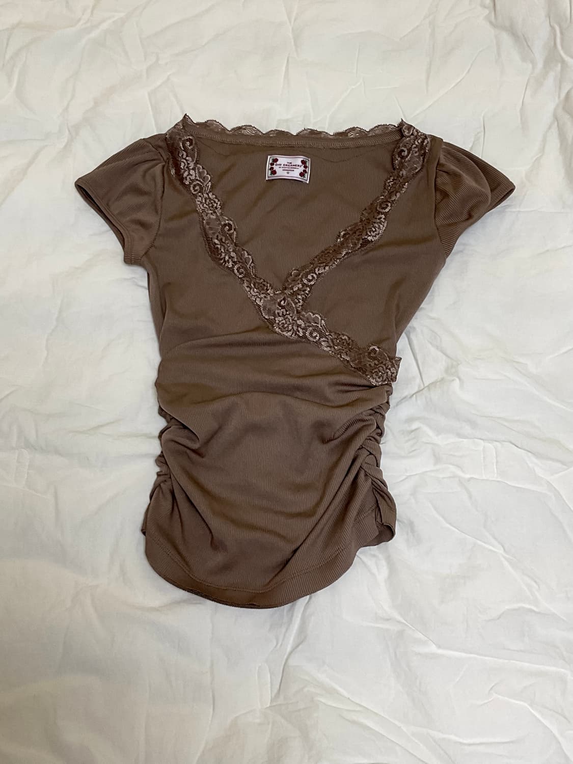 스컬프터 lace trim Tee latte 상품이미지1