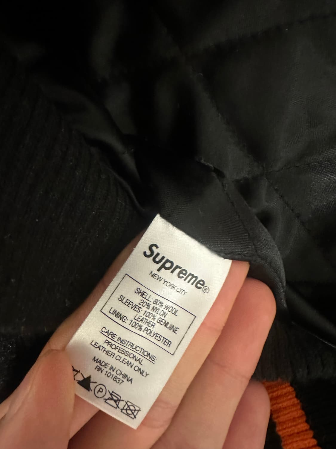 슈프림 슈프림팀 바시티자켓 블랙 M 상품이미지5