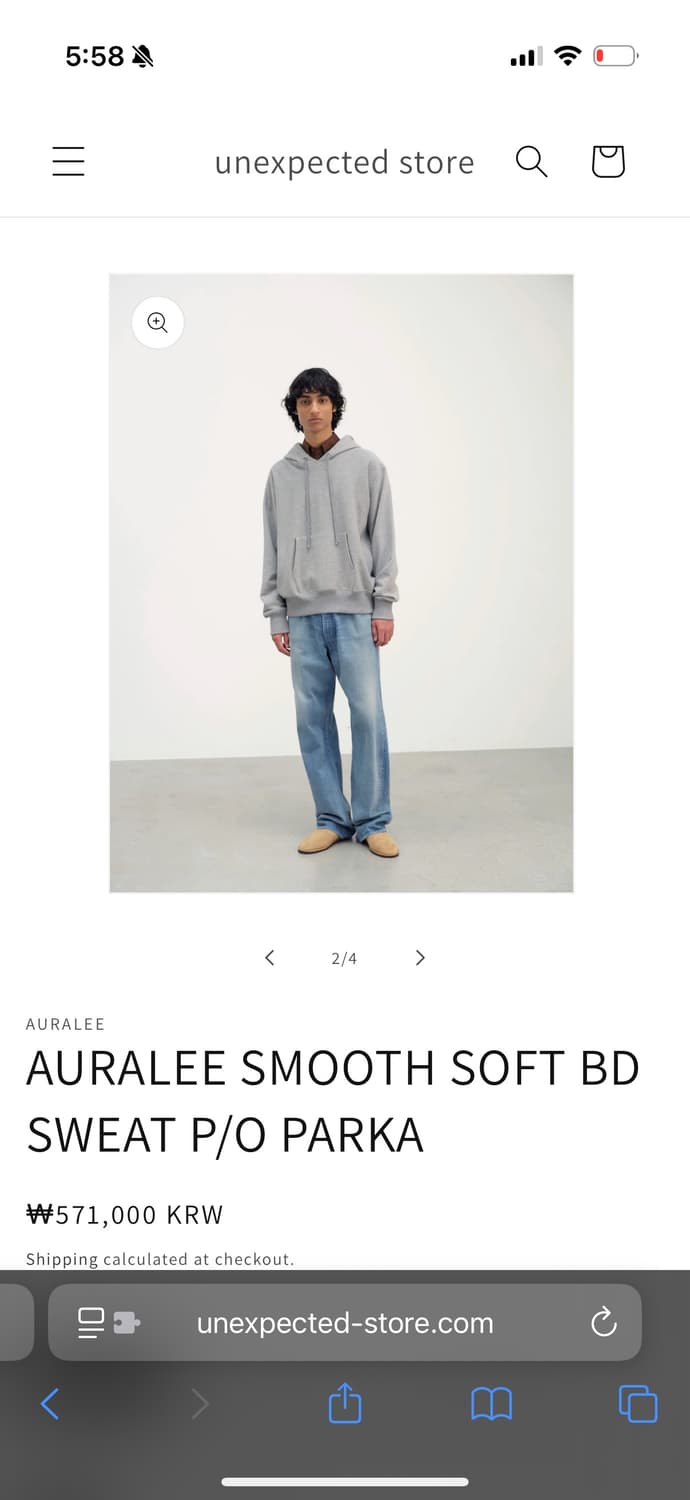 [3] Auralee smooth soft sweat po parka 상품이미지2
