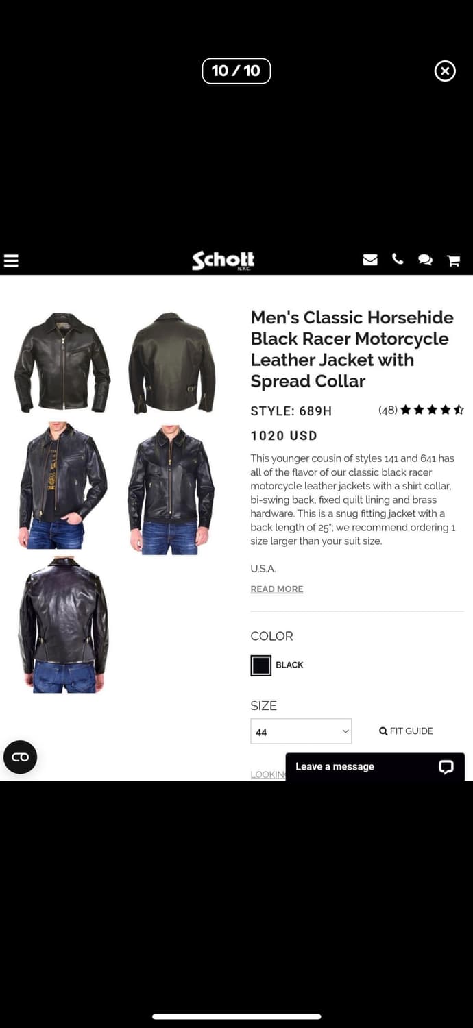 쇼츠(schott)홀스하이드 가죽자켓 689H 50사이즈 110~ 상품이미지7