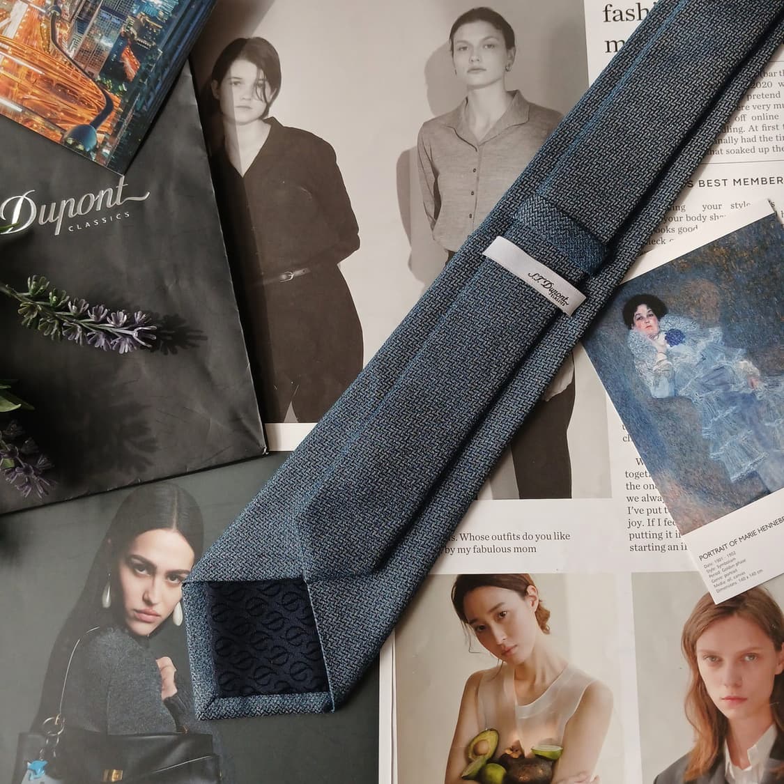 에스티듀퐁 넥타이 네이비 텍스처 조직 8.2cm A+등급 A19875 상품이미지3