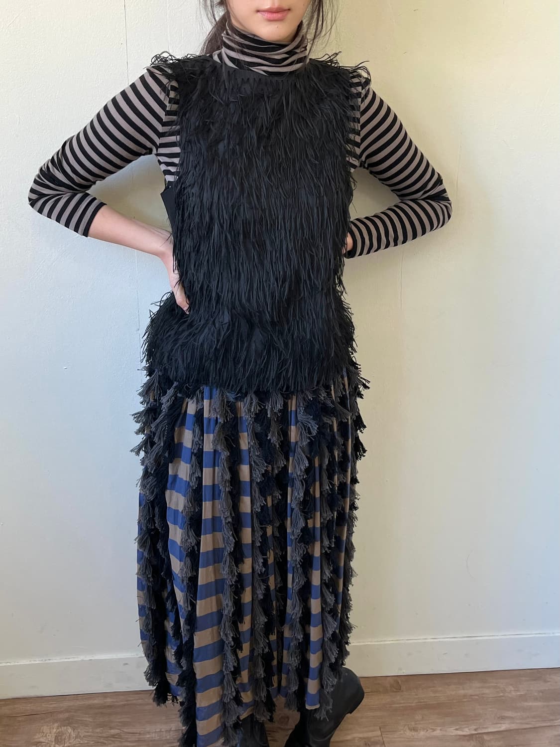 RAPUCALUSON 테슬 체크 스커트 상품이미지5