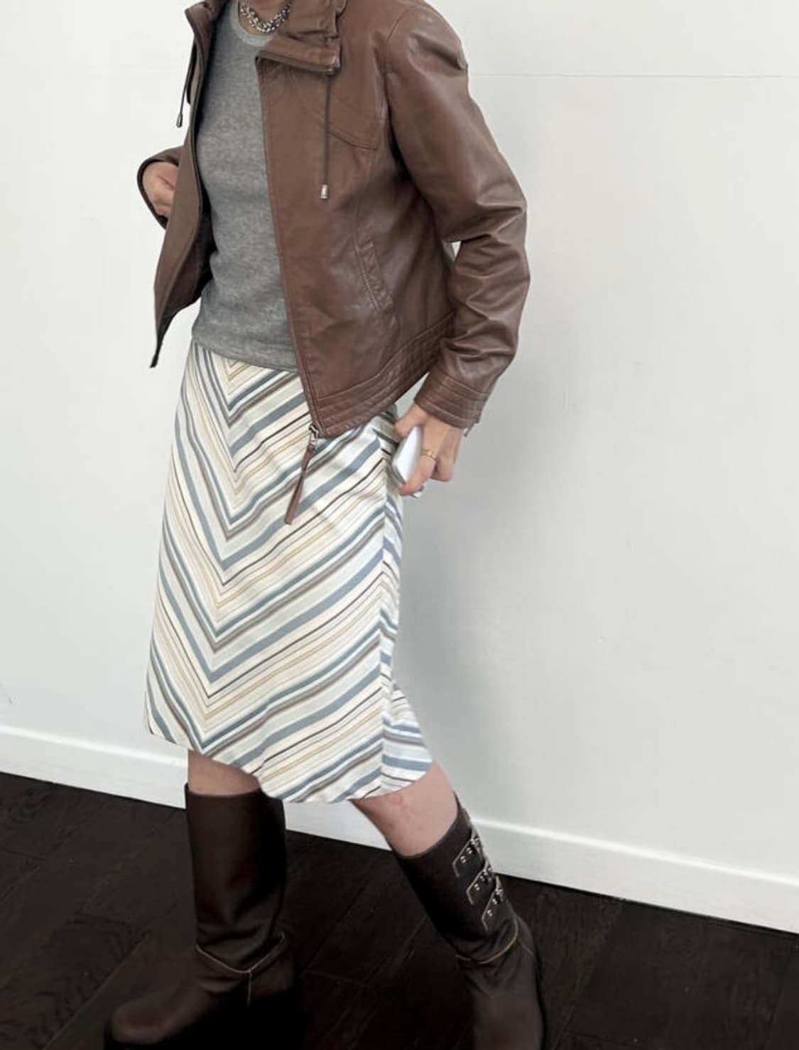 kumikyoku 스트라이프 미디 스커트 상품이미지2