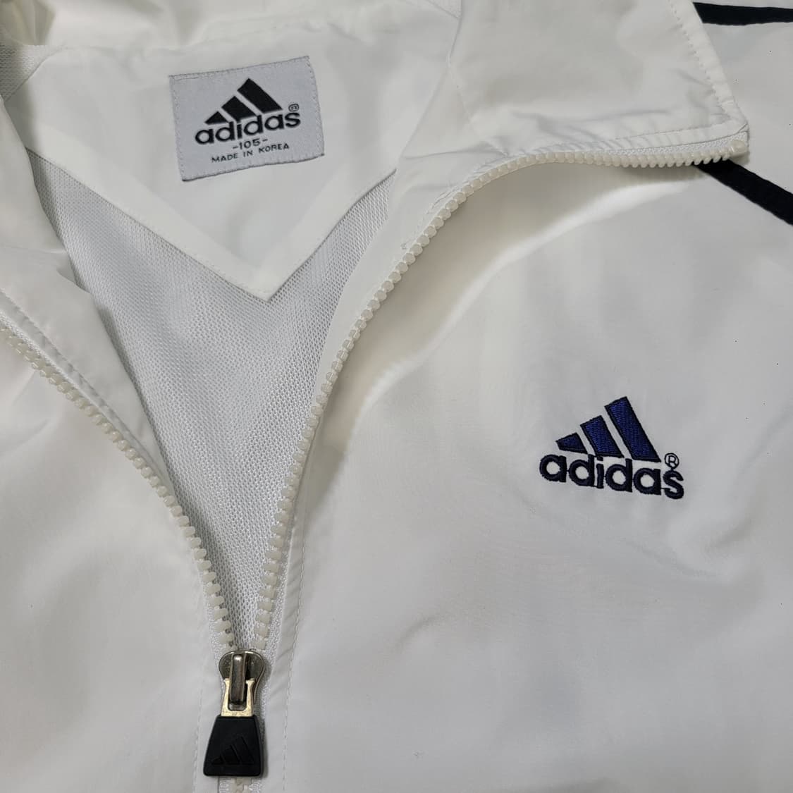 90's 아디다스 올드스쿨 블루 삼각로고 바람막이 윈드 브레이커 상품이미지3