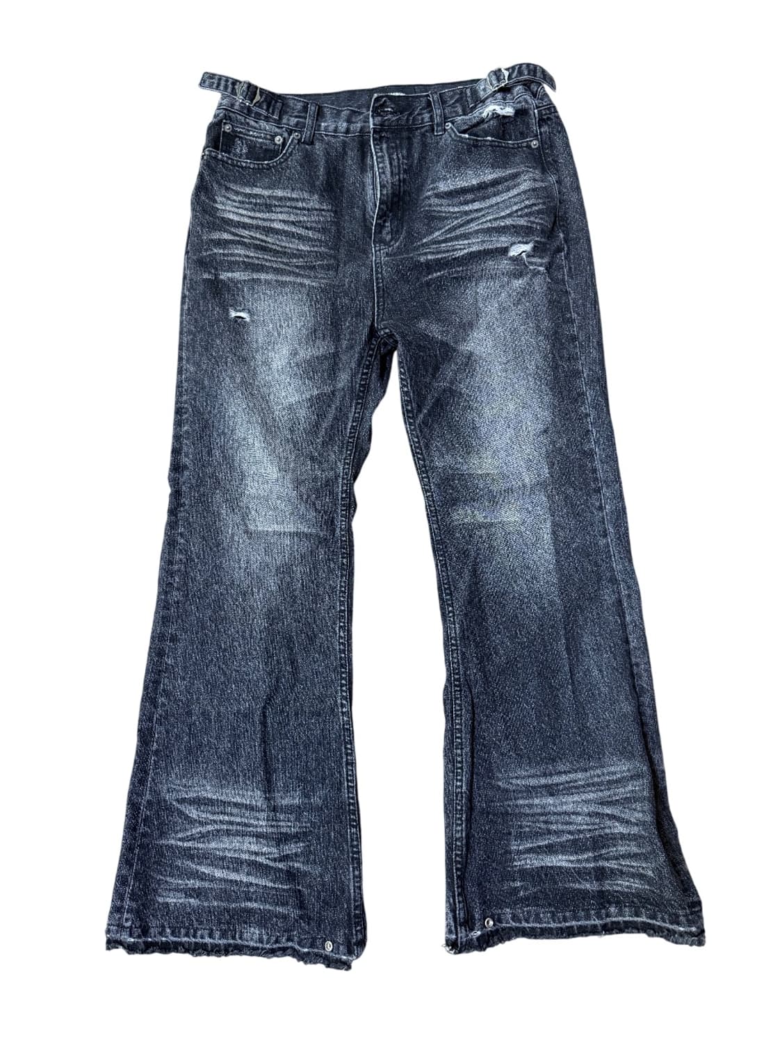 로어링라드 플레워 워시드 데님팬츠 블랙 상품이미지1