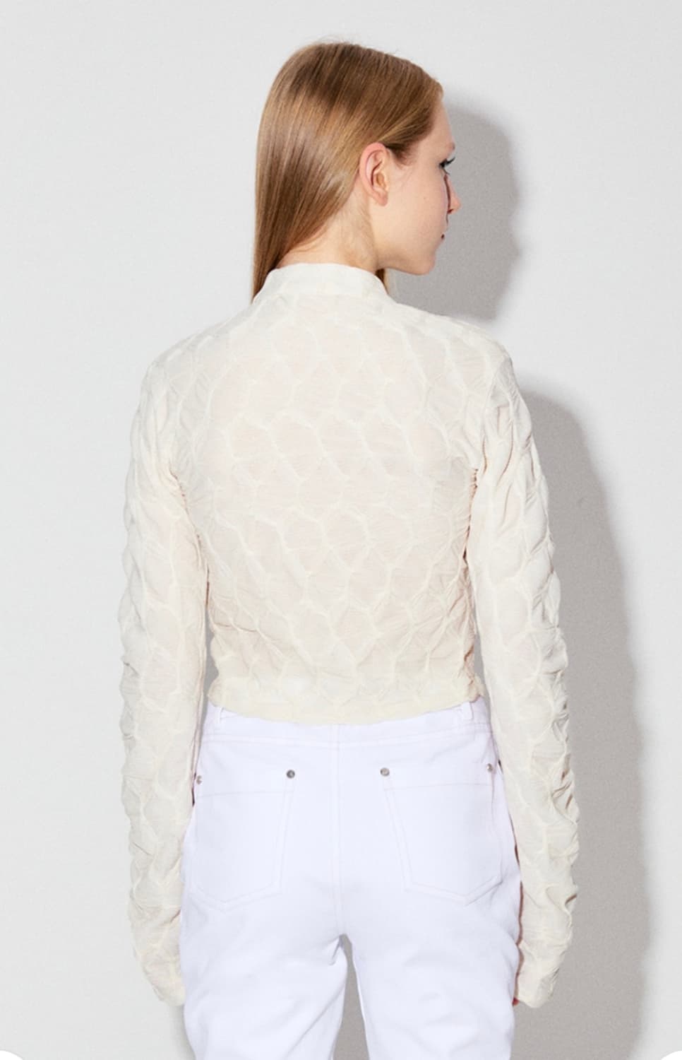 (새상품) 데비어퍼 셔링 탑 아이보리 OS 상품이미지3