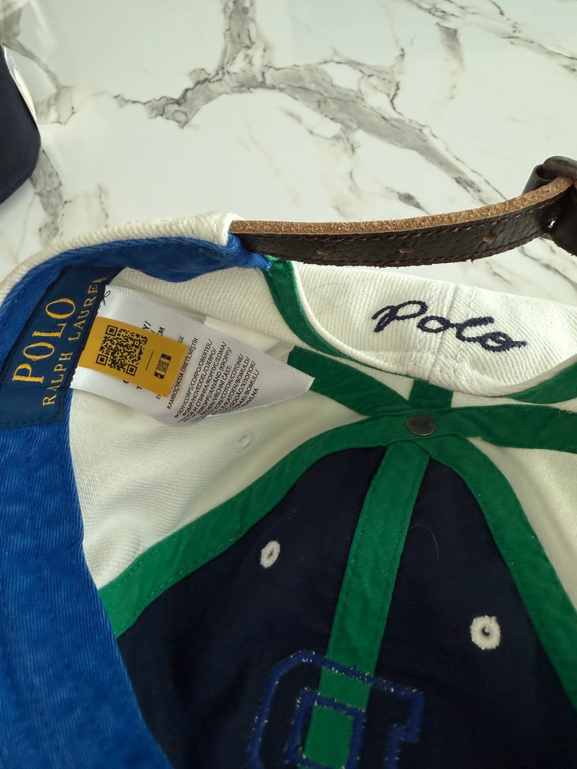 [극미/OS] 폴로 P로고 코튼 트윌 볼캡 투톤 화이트 네이비 상품이미지3