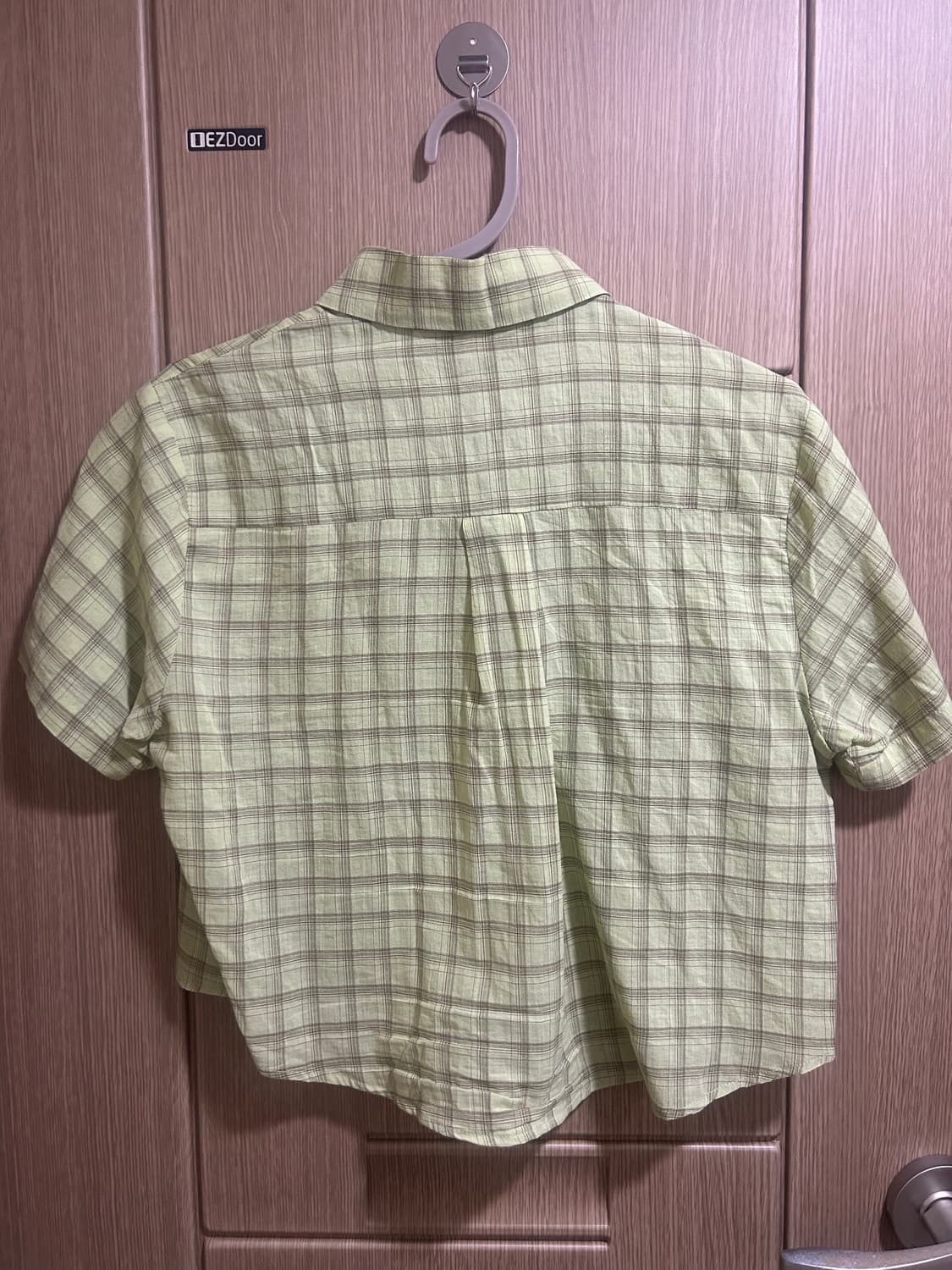 초록 크롭 체크셔츠 상품이미지2