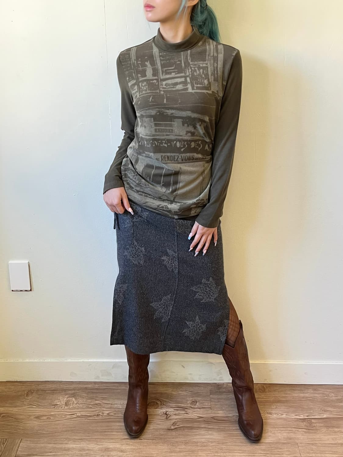 KOOS 로브 밴딩 울 스커트 상품이미지4