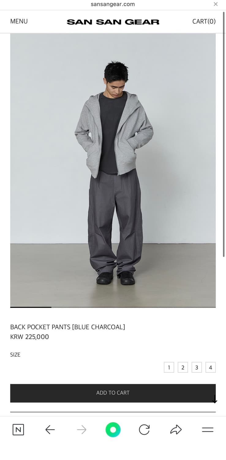 산산기어 Back pocket pants 1사이즈 상품이미지1