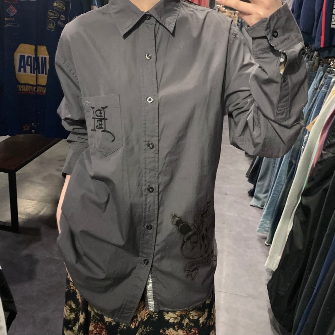 [IM] EdHardy 에드하디 스컬 스터드 셔츠 그레이 상품이미지2