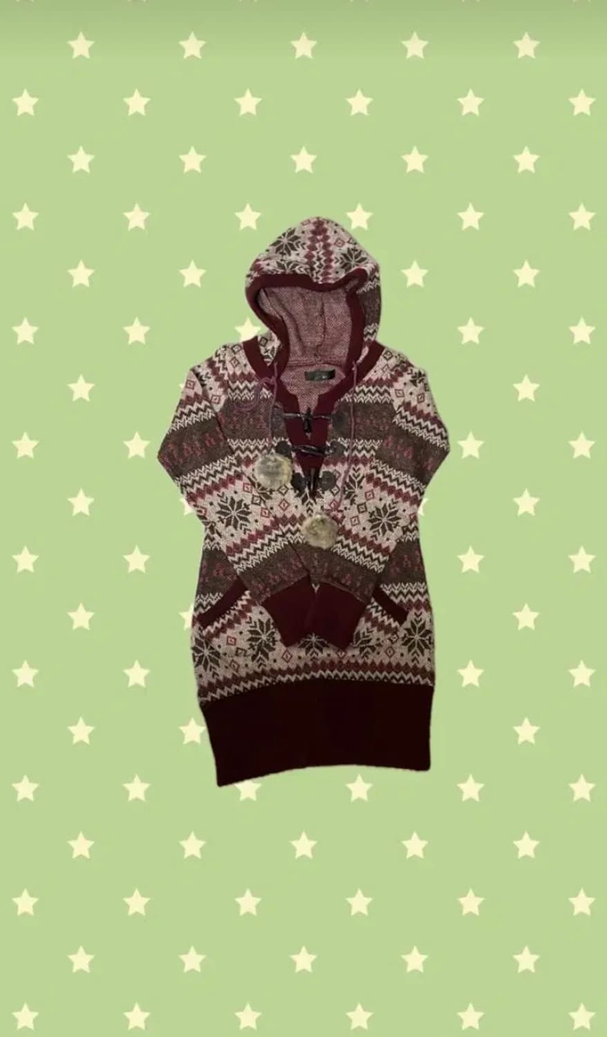 일본 빈티지 라떼히메오네갸루 모리걸 보헤미안 니트 후드티 상품이미지1