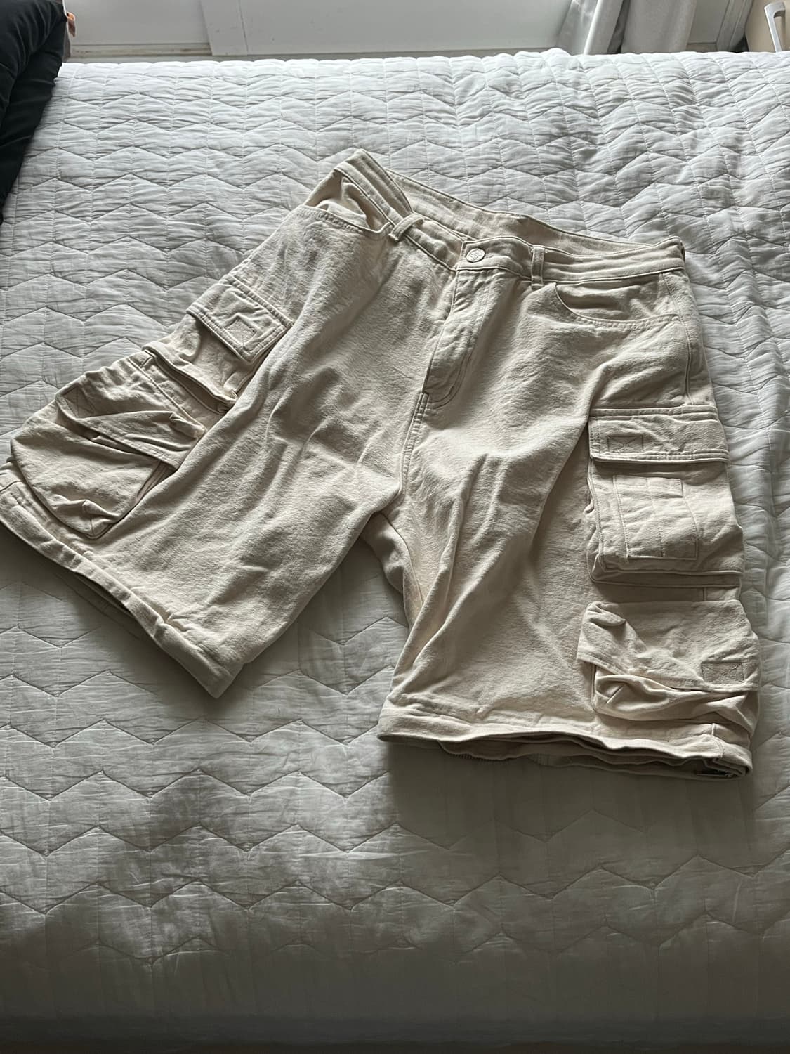 빈티지 카고 팬츠 반바지 아이보리 상품이미지2