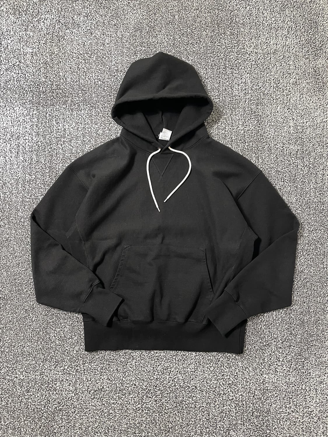빈티지9. 아웃스탠딩 리버스 헤비 후드 티셔츠 스웻 블랙 상품이미지1
