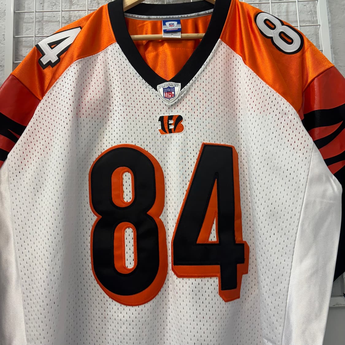NFL X 리복 신시내티 뱅골스 화이트 오렌지 럭비져지 2XL 상품이미지5