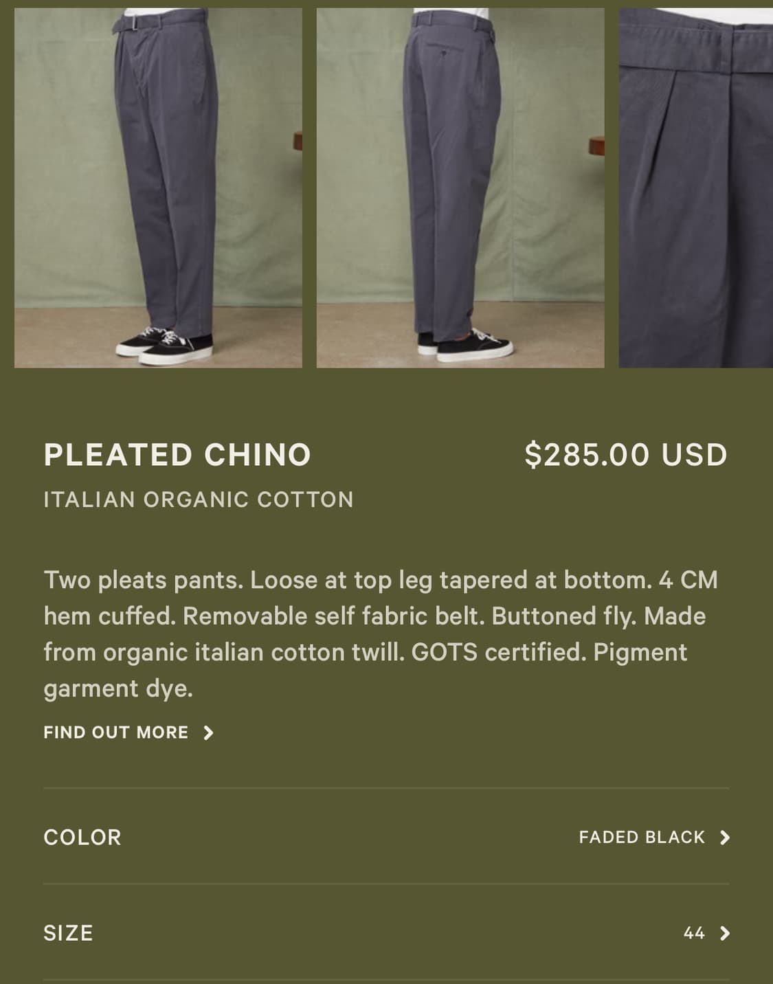 오피시네 제네랄 플리츠 팬츠 48사이즈 상품이미지3